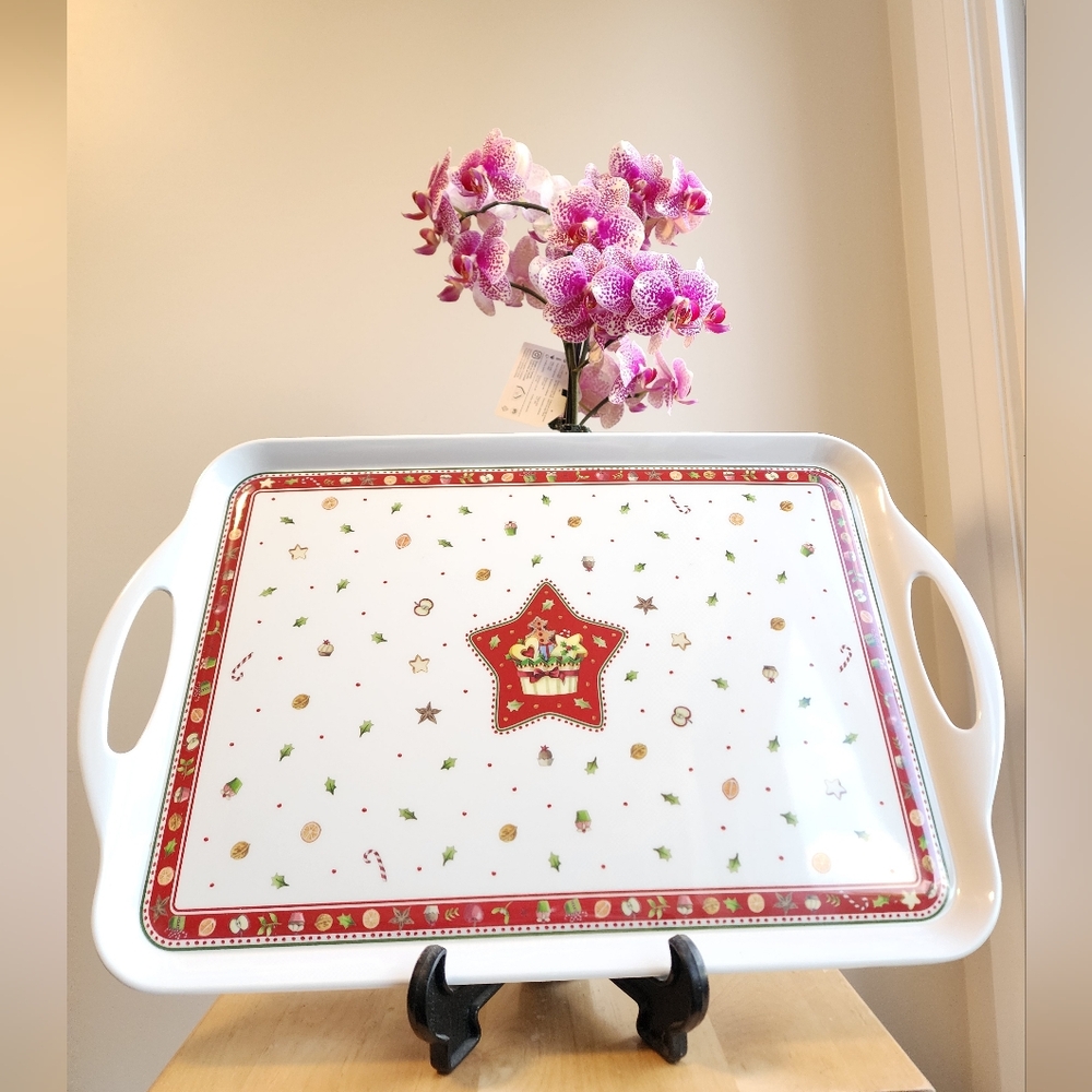 Villeroy & Boch Festive Red and White Serving Tray, 48 x 30 cm